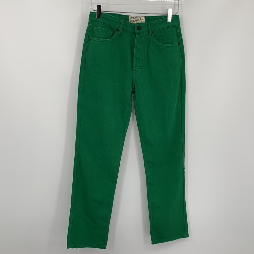 SR vs Sandrine Rose distressed Sapin green skinny jeans ankle flax denim new 26